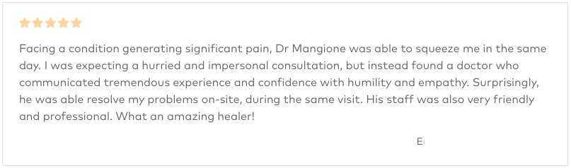 Dr Mangione Review - 5 stars